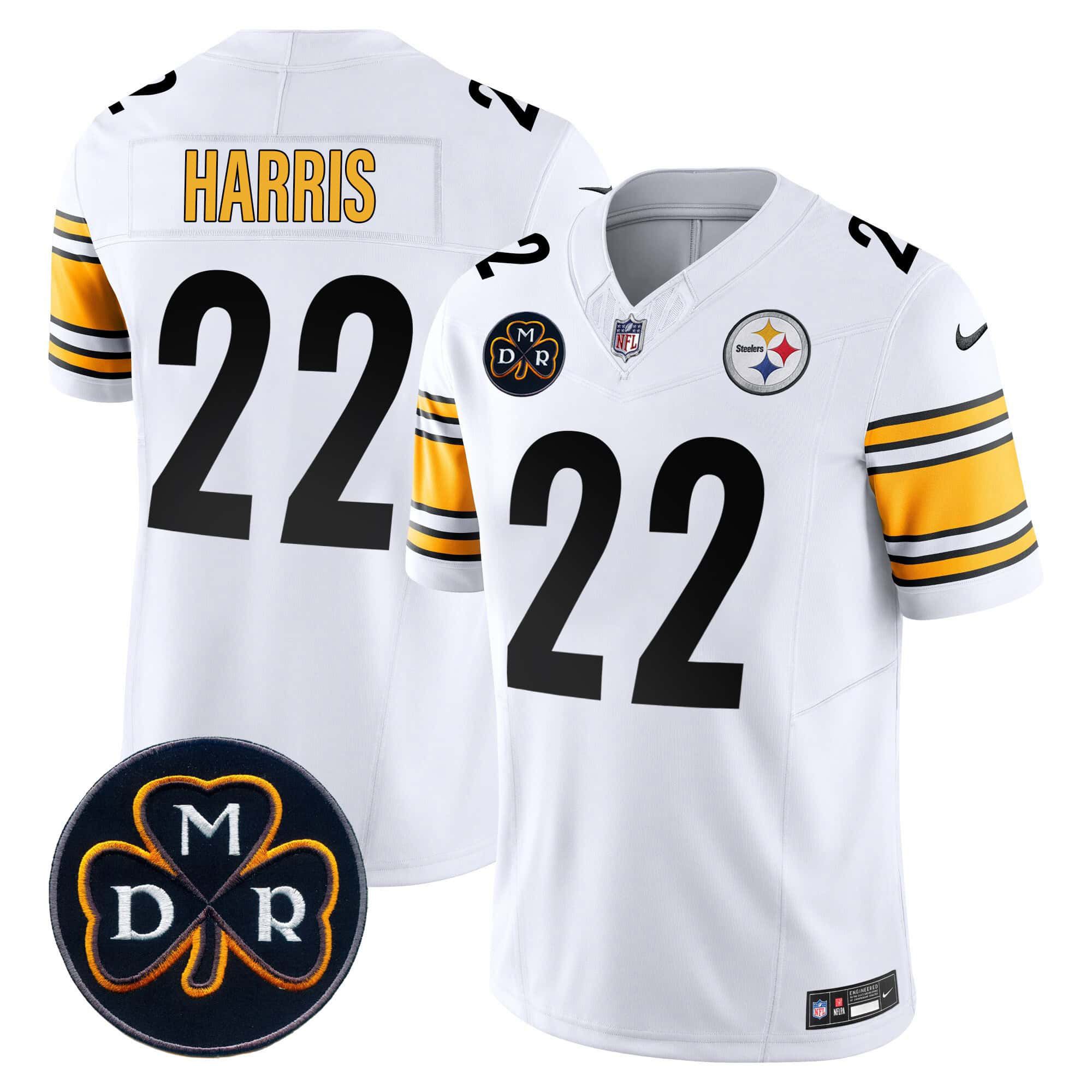 Men Pittsburgh Steelers 22 Harris White 2024 Nike DMR Patch Vapor Limited NFL Jersey